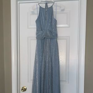 Light Blue and Silver Prom Dress